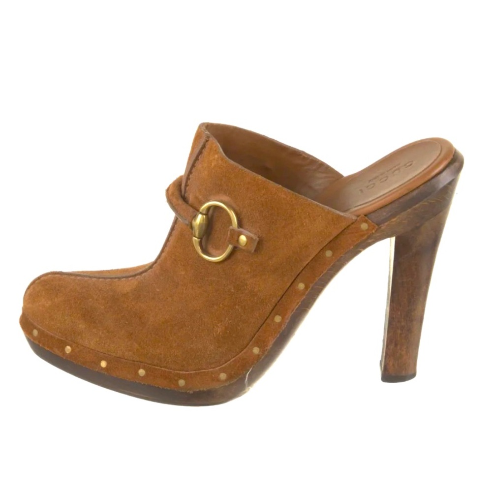 GUCCI horse bit Suede clogs / mules size 9